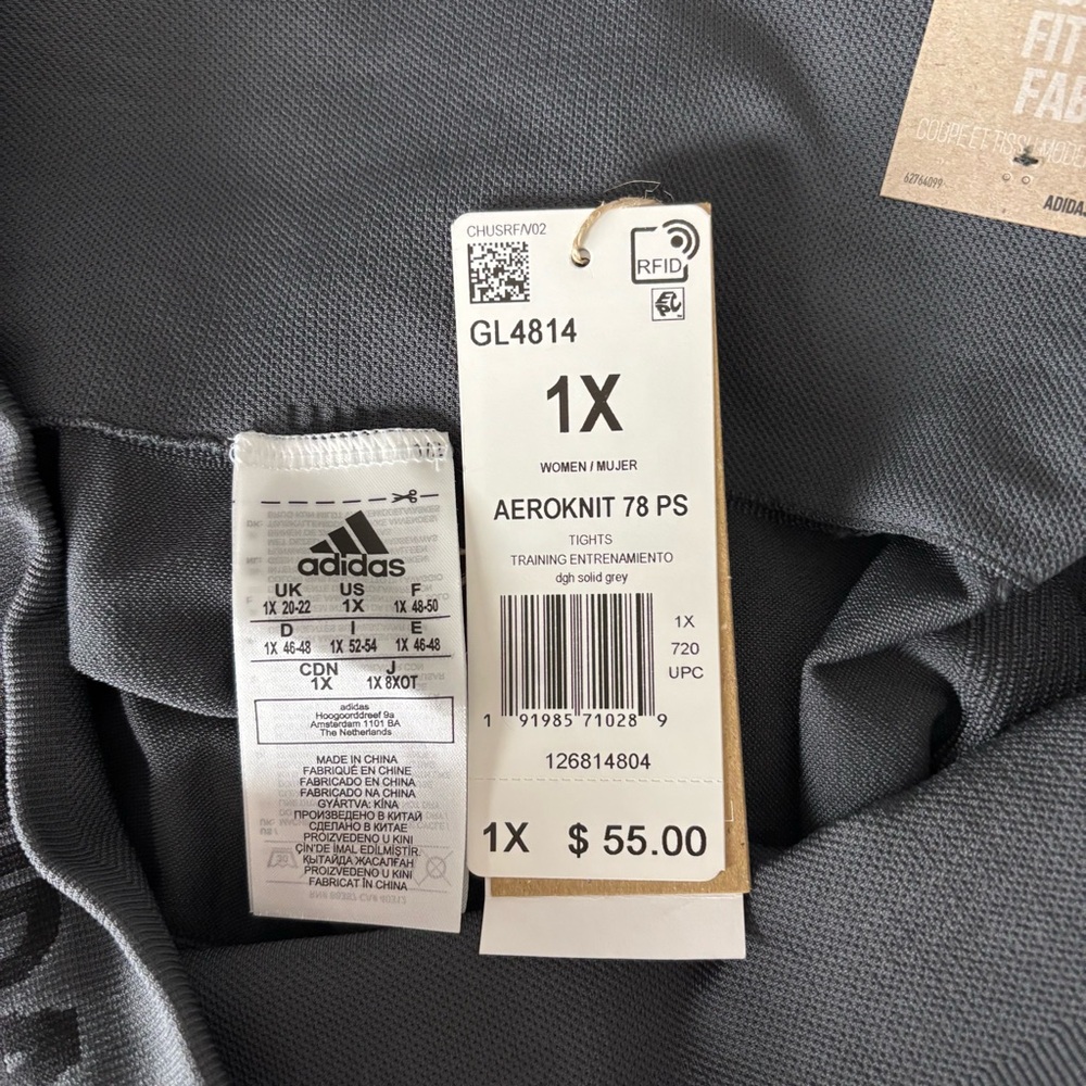 Adidas Leggings Womens 1X Grey 7/8 Tight High Rise Aeroknit Gym Workout Outdoors - Picture 8 of 10